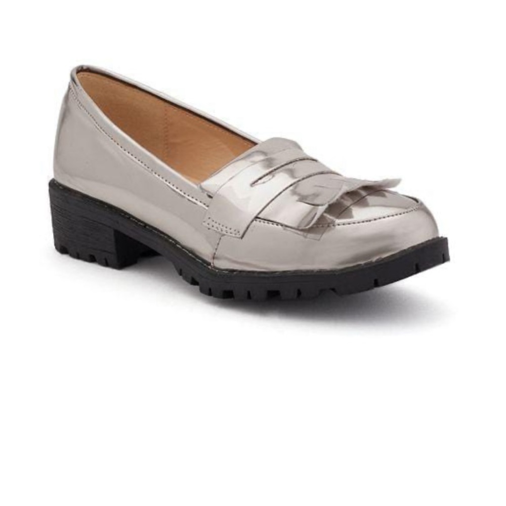 Nyla silver loafers worn once . Retail 64